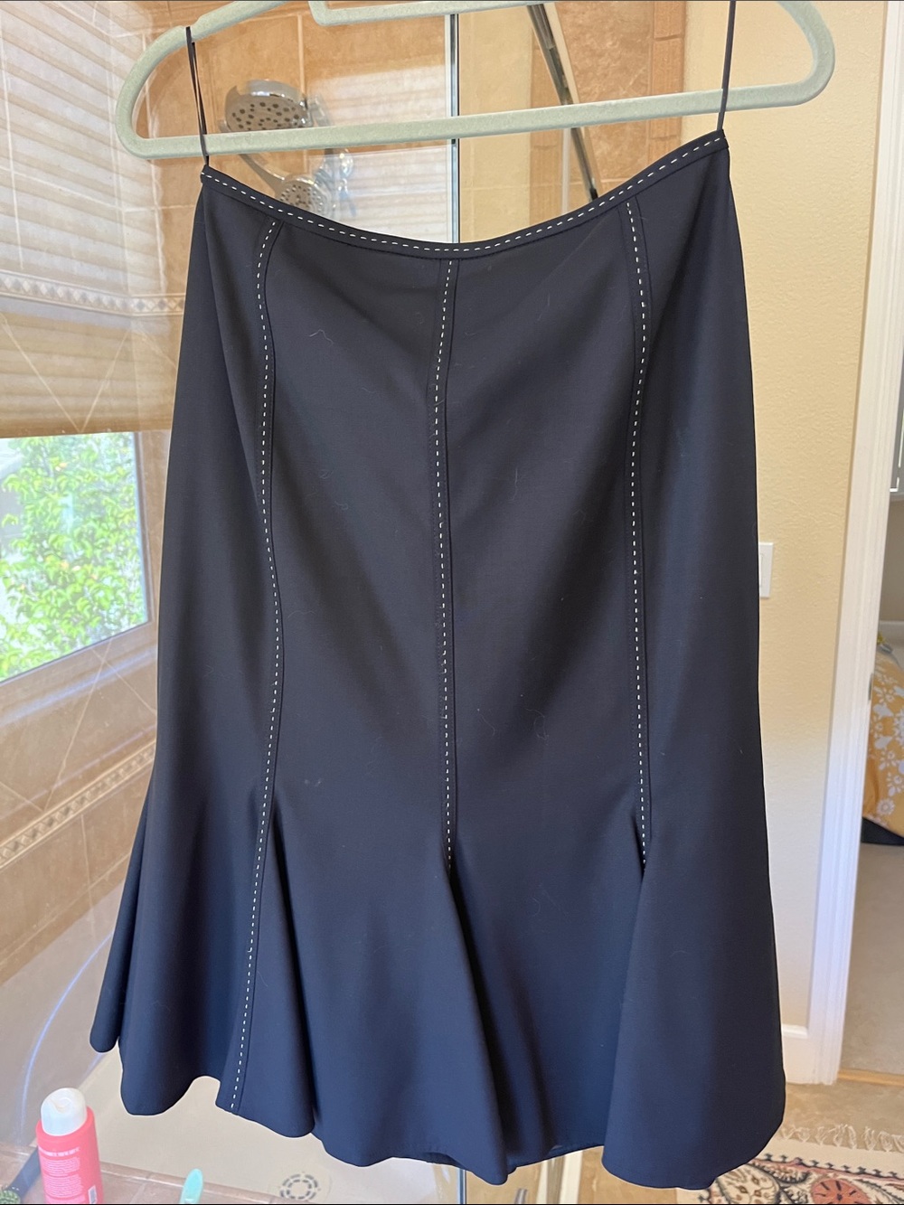 Escada Black A-Line Skirt with Contrast Topstitching